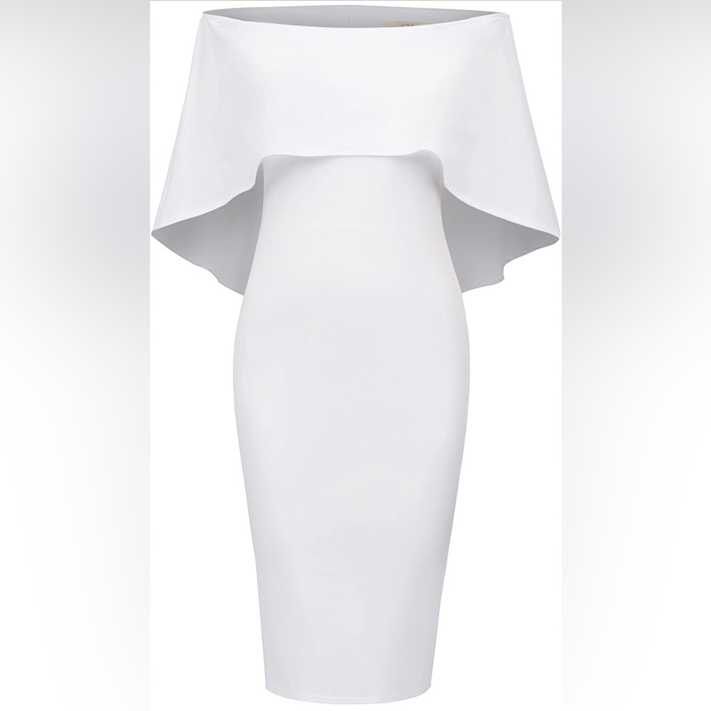 Off Shoulder Batwing Cape Midi Dress